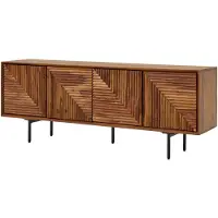 Wohnling Lowboard Sheesham Massivholz 140x54x33 cm TV-Kommode mit vier Türen TV-Schrank Hoch Fernsehtisch Fernsehschrank Modern Fernsehkommode
