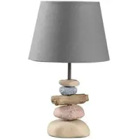 ONLI Tischlampe Vera , alu / grau / zink, für Wohn- / Esszimmer, Textil / Stoff / Seide, Tischlampe