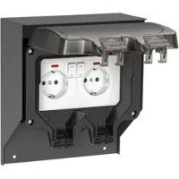 Ledscom.de Steckdose POXO für außen, IP65, 2-fach, Edelstahl, anthrazit/schwarz, eckig, 20 cm