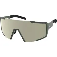 SCOTT Shield Sonnenbrille kaki green AMP white chrome S2