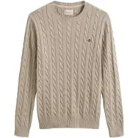 Gant Strickpullover "COTTON CABLE C-NECK" mit Wappen-Logostickerei auf der Brust