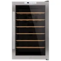 LES PETITS CHAMPS Weinkühlschrank zur Aufbewahrung von 28 Flaschen CAVC28, 70L, 6 Regale, Thermoelektrische Kühlung, Elegantes Design, LED, Anti-UV