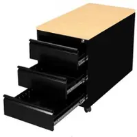 LÜLLMANN Rollcontainer, Frontgriffleiste, 3 Schubladen, 620 x 460 x 790 mm, tiefschwarz/ahorn