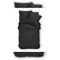 EXKLUSIV HEIMTEXTIL Microfaser Bettwäsche Uni Reißverschluss 155 x 220 cm + 80 x 80 cm Schwarz