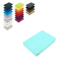 EXKLUSIV HEIMTEXTIL Microfaser Spannbettlaken Rundumgummizug 180 - 200 x 200-220 cm + 40 cm Aqua