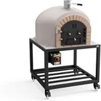 MAESTRO FERRETERO MF - Holzbackofen für den Außenbereich Modell VESUVIUS (Weiß - 120 x 120 x 165 cm) – Isoliert mit Kork und 3 Keramikmatten