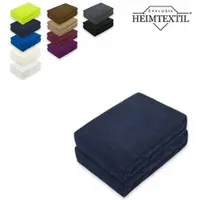 EXKLUSIV HEIMTEXTIL Frottee Spannbettlaken Doppelpack Premium 140 - 160 x 200 cm Navyblau