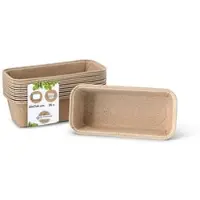 Biozoyg 25 Stück Backform 20 x 7 x 6 cm Kakaopapier, Rechteckige Kastenformen - Kompostierbare Kuchenform, Backschale, biologisch abbaubar