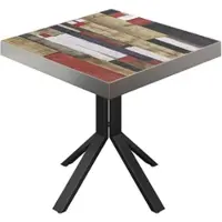 GGM Möbel BE | Bistro Tisch | 70 x 70 x 77 cm | Quadratisch | Edelstahl Rand | Vintage Bunt / Schwarz