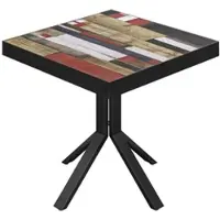 GGM Möbel BE | Bistro Tisch | 70 x 70 x 77 cm | Quadratisch | Schwarz Rand | Vintage Bunt / Schwarz