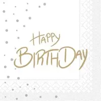 Sovie HORECA Serviette -Happy Birthday (Punkte) - aus Tissue 33 x 33 cm, 3-lagig, 100 Stück