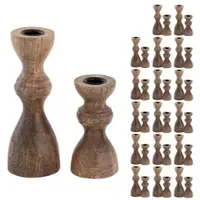 Amagohome Kerzenständer Masterbox 18x 2er Set Stabkerzen Kerzenhalter H20/13x6cm rund Mangoholz