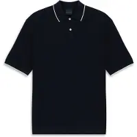 Bugatti Poloshirt "kurzarm", Herren, Gr. L, schwarz (390, marine), 50% Baumwolle, 50% Polyester, unifarben, regular fit, ohne Ausschnitt, Shirts Poloshirt, gestrickt in Regular Fit