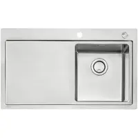 NABER 1014040 Spüle CORNO ORA mit Becken rechts und Druckknopfbedienung / 45er Schrankbreite / Edelstahl