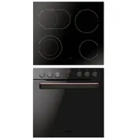 Hafele Herd-Set, Glaskeramik-Kochfeld Assedo SHCC54ABi6a, All Black Design, Garraumvolumen: 77 Liter, 535.62.660