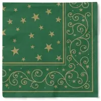 Sovie HORECA Serviette Liam in Grün aus Tissue 40 x 40 cm, 100 Stück - Weihnachten Sterne