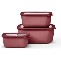 Mepal Set Frischhaltedosen Cirqula - Mikrowellengeschirr - Multikom rechteckig hoch 3-teilig (750+1500+3000 ml) - Vivid mauve - Meal prep boxen
