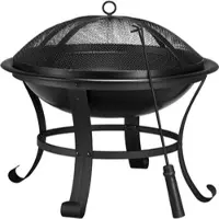 Yaheetech Ø 54cm Feuerschale mit Funkenschutz, Outdoor Feuerstelle Feuerkorb, Fire Pit, Feuerschalen für Garten, Heizung oder Terrasse