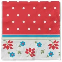 Sovie HORECA Serviette Lea in Rot aus Tissue 33 x 33 cm, 100 Stück - Blumen