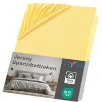 NYVI Jersey Spannbettlaken DreamScience für Matratzen bis 22 cm Höhe - Weich & Anschmiegsam, Rundumgummizug, Bügelfrei 90x200 - 100x200 cm gelb