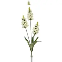 Décoris Künstliche weiße Hyazinthe 13x67cm Kunstblume mit drei Blütenköpfen Blumendeko Blumenarrangement Tischdeko Frühlingsdeko Blumenschmuck