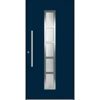 Haustuerenland.de Aluminium Haustür nach Maß "LOTTE" 60 mm RC2 Stahlblau RAL 5011 beidseitig innen öffnend DIN links