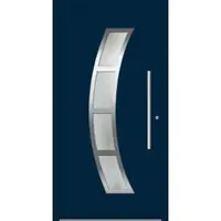 Haustuerenland.de Aluminium Haustür nach Maß "MEIKE" 60 mm RC2 Edelstahl Stahlblau RAL 5011 beidseitig innen öffnend DIN rechts