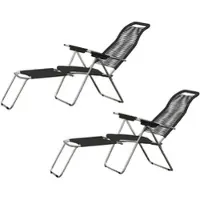 Fiam - Liegestuhl Spaghetti, Gestell Aluminium / Bespannung schwarz (2er-Set)