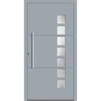 Haustuerenland.de Aluminium Haustür RC2 "JOYCE" 78 mm Fenstergrau RAL 7040 beidseitig innen öffnend DIN links
