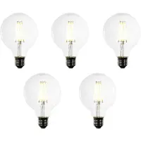LUEDD Set mit 5 E27 LED-Glühbirnen G95 Klarglas Filament 3.8W 806 lm 3000K