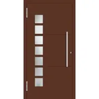 Haustuerenland.de Aluminium Haustür RC2 "JOYCE" 78 mm Mahagonibraun RAL 8016 beidseitig außen öffnend DIN links