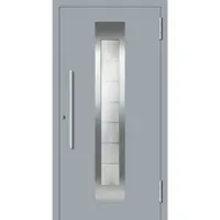 Haustuerenland.de Aluminium Haustür "FIONA" 78 mm RC2 Fenstergrau RAL 7040 beidseitig außen öffnend DIN rechts