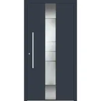 Haustuerenland.de SCHÜCO Aluminium Haustür "AMADEJA" ADS 75.SI RC2 Anthrazit RAL 7016 beidseitig innen öffnend DIN links