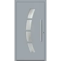 Haustuerenland.de Aluminium Haustür nach Maß "MEIKE" 60 mm RC2 Fenstergrau RAL 7040 beidseitig innen öffnend DIN rechts