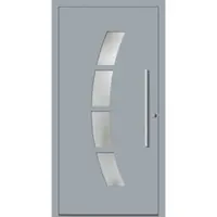 Haustuerenland.de Aluminium Haustür RC2 "MEIKE" 78 mm Fenstergrau RAL 7040 beidseitig innen öffnend DIN rechts