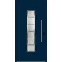 Haustuerenland.de SCHÜCO ADS 75.SI Haustür Aluminium "GRACE" Stahlblau RAL 5011 beidseitig innen öffnend DIN rechts