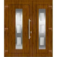 Haustuerenland.de Kunststoff Haustür zweiflügelig "AMAYA" 71 mm Golden Oak holzähnlich außen öffnend DIN links