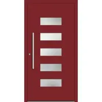 Haustuerenland.de Aluminium Haustür RC2 "FRANCA" 78 mm Purpurrot RAL 3004 beidseitig innen öffnend DIN links