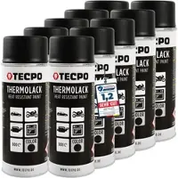 TECPO 10x Thermolack Auspufflack Ofenlack 800°C schwarz 400 ml