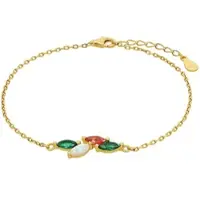 Amor Armband "2037009", grün (gelbgoldfarben, grün, apricot, kristallweiß, grün, apricot, kristallweiß), Armbänder, Damen, 19cm, Silber 925 (Sterlingsilber), Armband, mit Zirkonia (synth.)