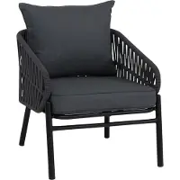 Mendler Aluminium-Gartenstuhl MCW-P90, Loungestuhl Sessel Outdoor, Seilgeflecht Rope Stoff/Textil (180g/m²) anthrazit