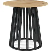En.casa Esstisch 'Lensuu' 76 x Ø80 cm Küchentisch Metallgestell Bistrotisch rund Schwarz/Eicheoptik