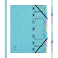 Exacompta 56562E 8x Ordnungsmappe A4 Harmonika, mit Gummizug, 7 Fächer, Aquarel - Pastellblau