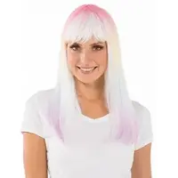 Buttinette Langhaarperücke "Pastell", weiß/pastell-bunt