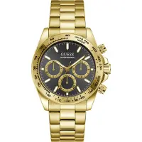 GUESS Chronograph "ARTHUR", gold (goldfarben, schwarz, schwarz), Armbanduhren, Herren, goldfarben, Chronograph, Quarzuhr, Armbanduhr, Herrenuhr, Edelstahlarmband, analog