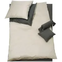 Doris Meyer Interlock-Jersey Wendebettwäsche Milano kiesel/anthrazit Kissenbezug einzeln 40x40 cm - beige;grau