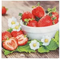 Papstar 200 Servietten, 3-lagig 1/4-Falz 33 cm x 33 cm `Strawberry Taste`