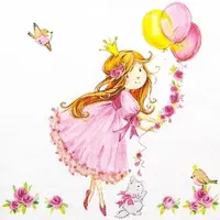 Home Fashion , Cute Princess, Lunch-Servietten aufgefaltetes Maß 33 cm x 33 cm, im Viertelfalz, 20 Stück pro Pack, 12 Pack pro Karton