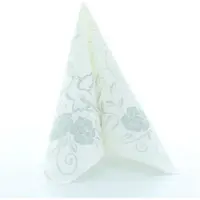 Mank Serviette Airlaid Hochzeit in Silber-Grau, 40 x 40 cm, 50 Stück - stoffähnlich Ornamente Tauben