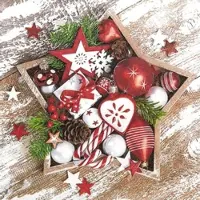 Home Fashion , Star Arrangement, Lunch-Servietten aufgefaltetes Maß 33 cm x 33 cm, im Viertelfalz, 20 Stück pro Pack, 12 Pack pro Karton